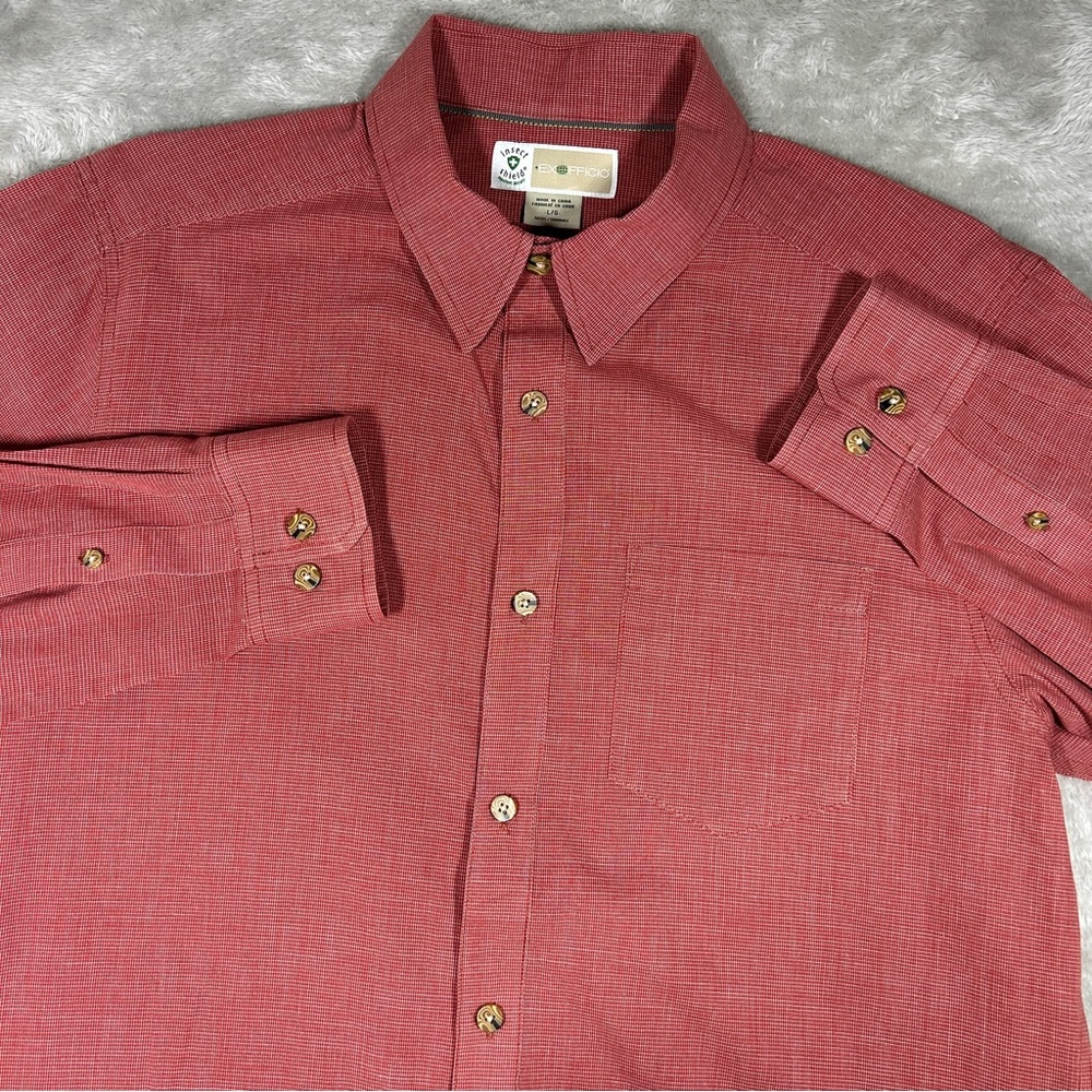 ExOfficio Shirt Mens Large Button Up Outdoors Long Sleeve Corfu Retro Red